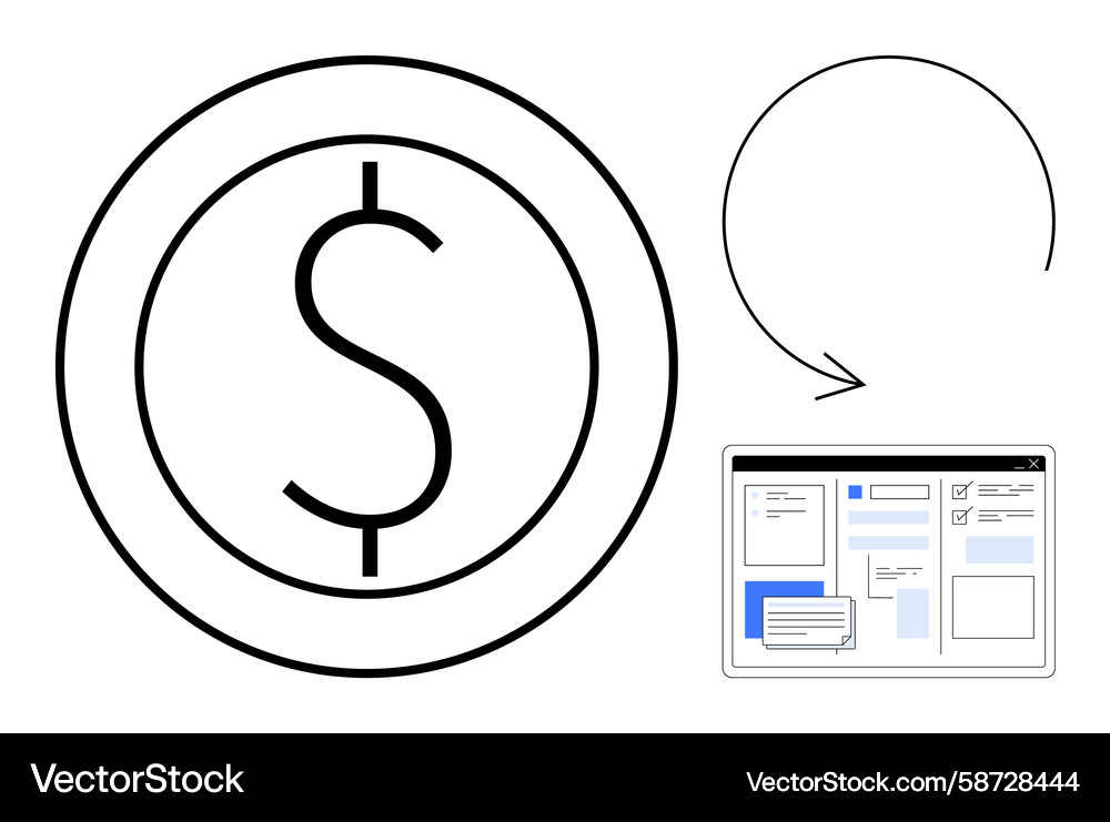 Dollar sign web browser interface and circular Dollar sign web browser interface and circular Vector Image