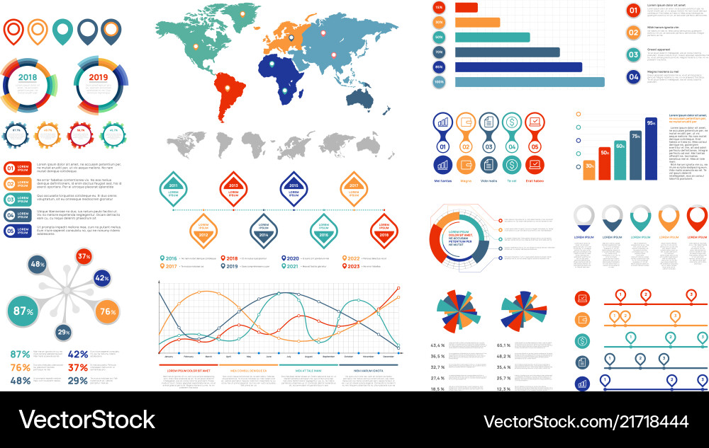 Flat infographic elements presentation chart vector image