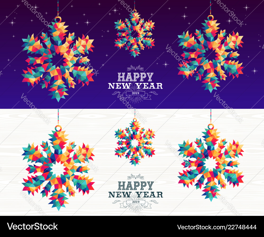 Frohes neues Jahr 2019 Schneeflocke Dreieck Hipster Frohes neues Jahr 2019 Schneeflocke Dreieck Hipster vektorbild