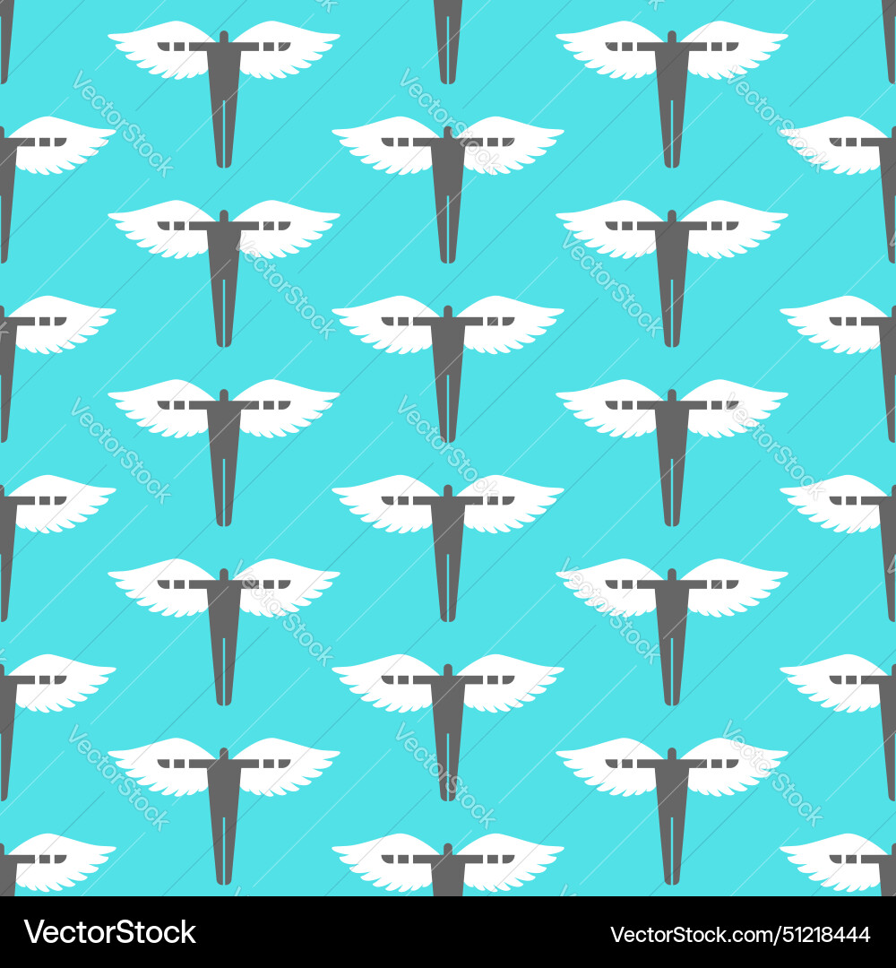 Icarus pattern seamless man with wings background vector image