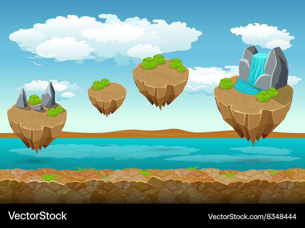 Jumping islands game pattern the river bottom vector image