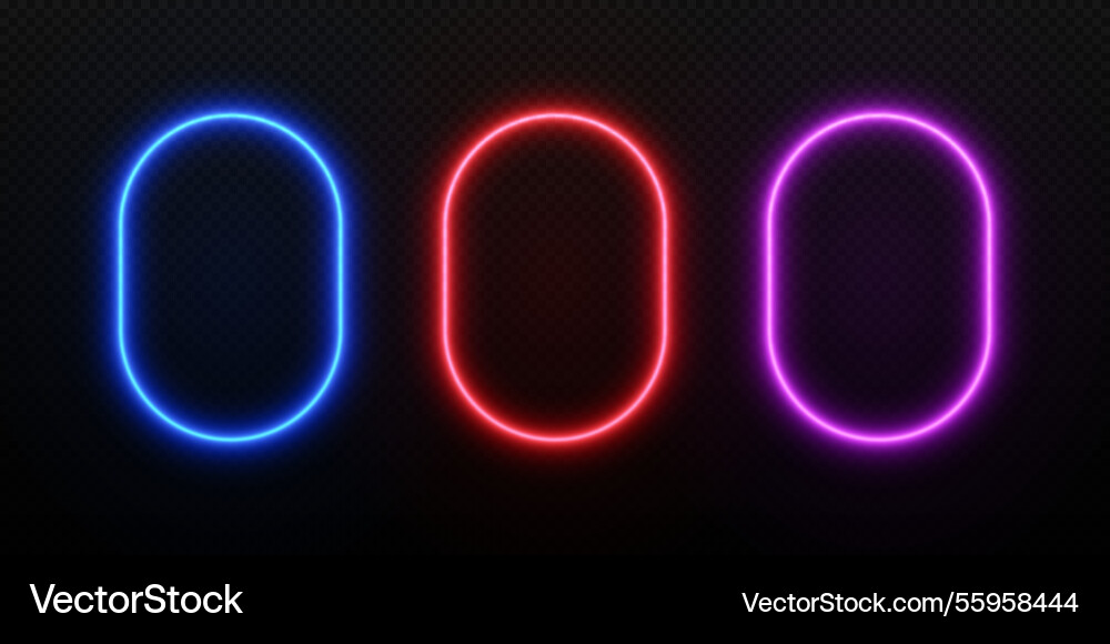 Neon light rectangle frame border with glow Vector Image