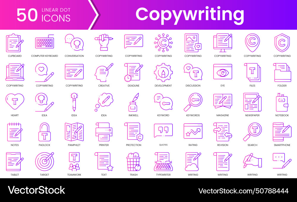Set of copywriting icons gradient style icon Set of copywriting icons gradient style icon vector image