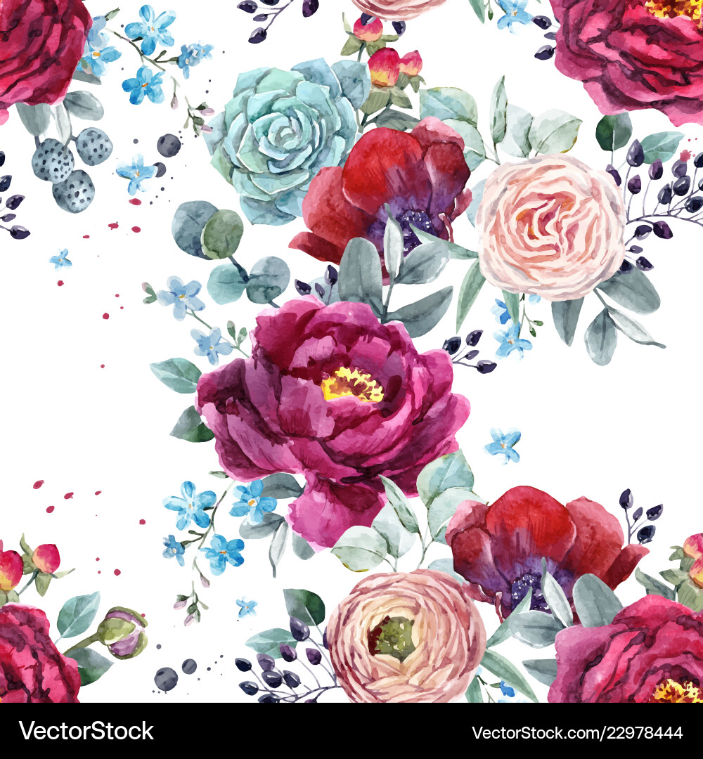 Watercolor floral pattern Watercolor floral pattern Vector Image