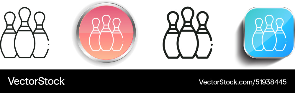 Bowling icon thin linear regular and button style vector image