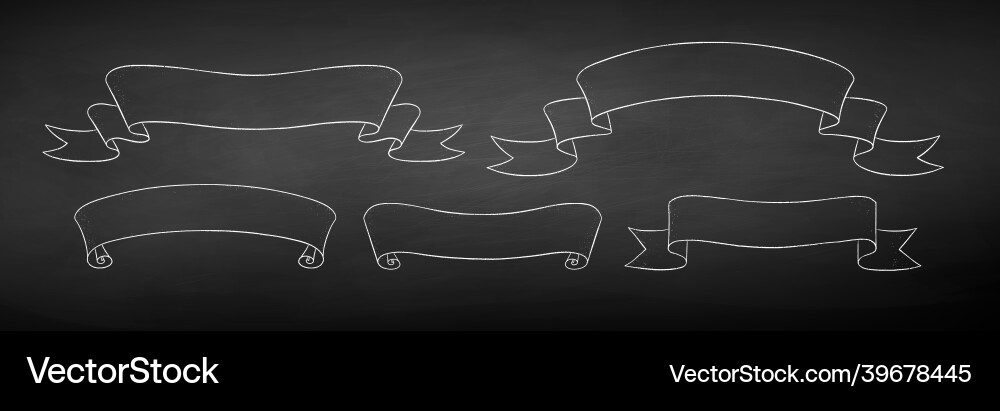 Chalk Scroll Ribbon Set vector image