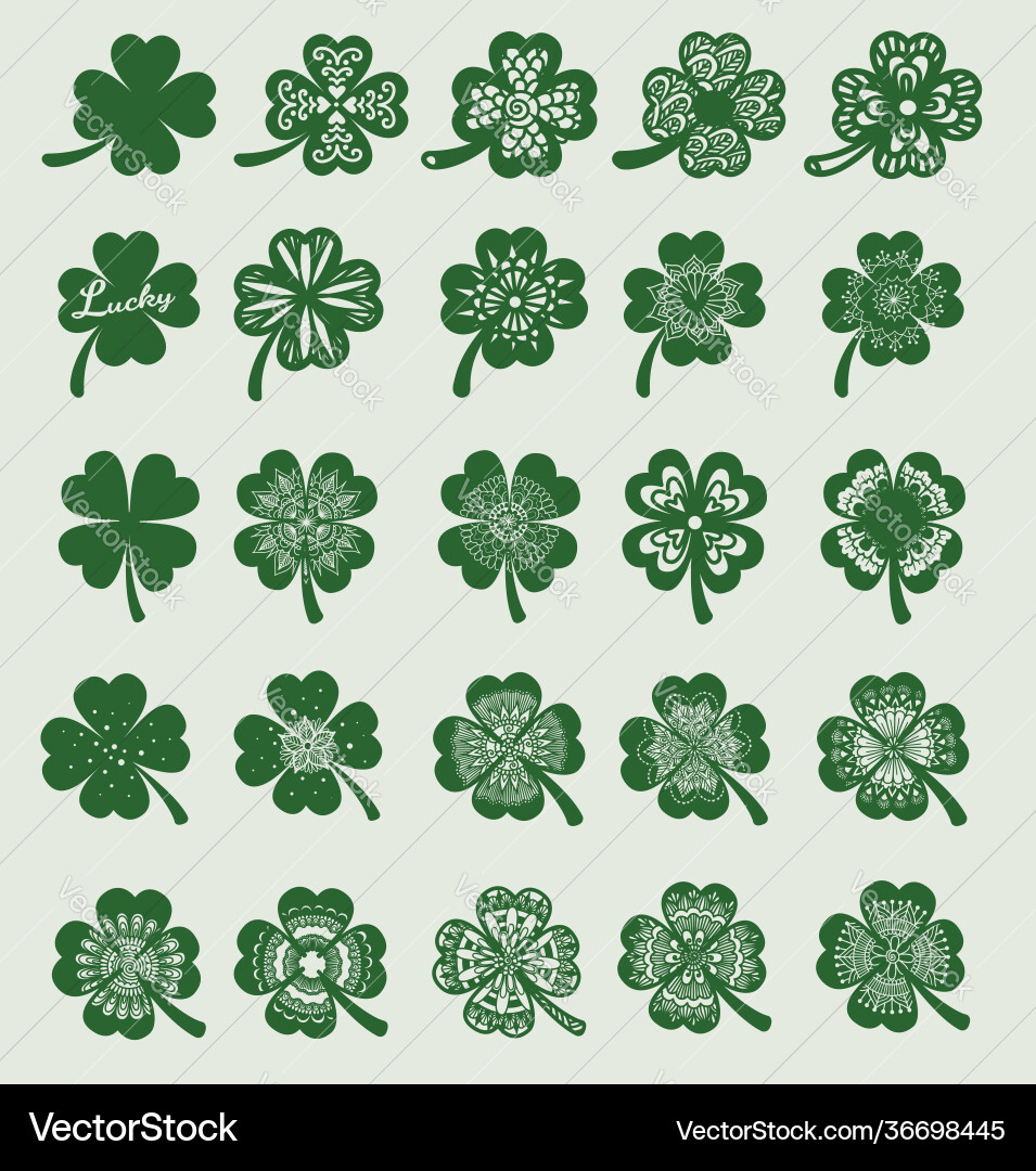 Clover Leaf Set - Shamrock Graphics vector image
