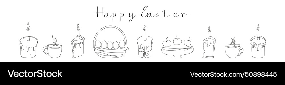Easter set in continuous one line style Easter set in continuous one line style vector image