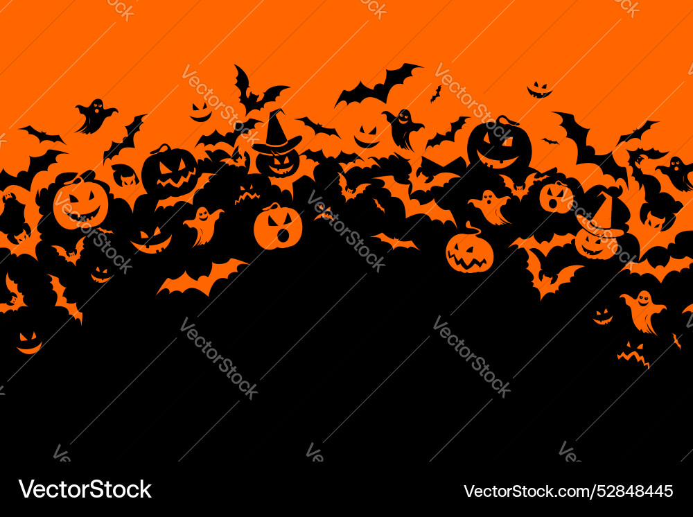 Halloween banner with black bats pumpkins Vector Image