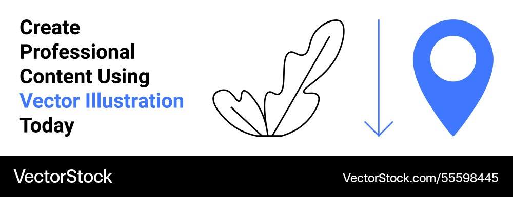 Minimalist leaf outline and blue map pointer Vector Image