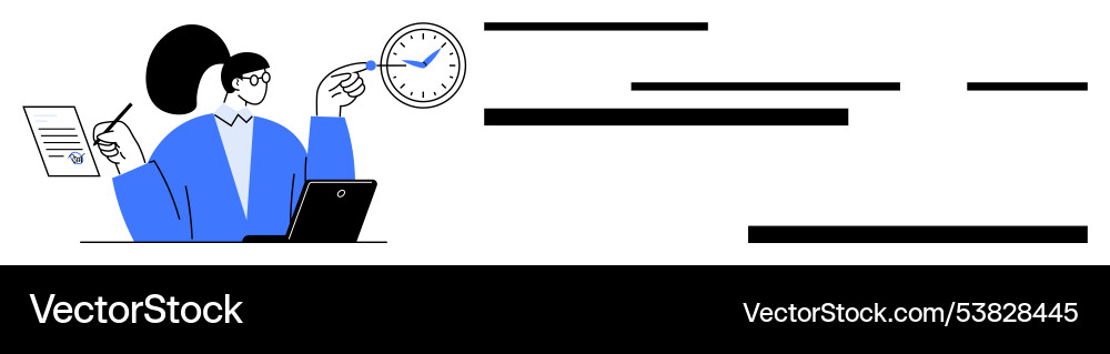 Office worker with clock and documents Office worker with clock and documents vector image
