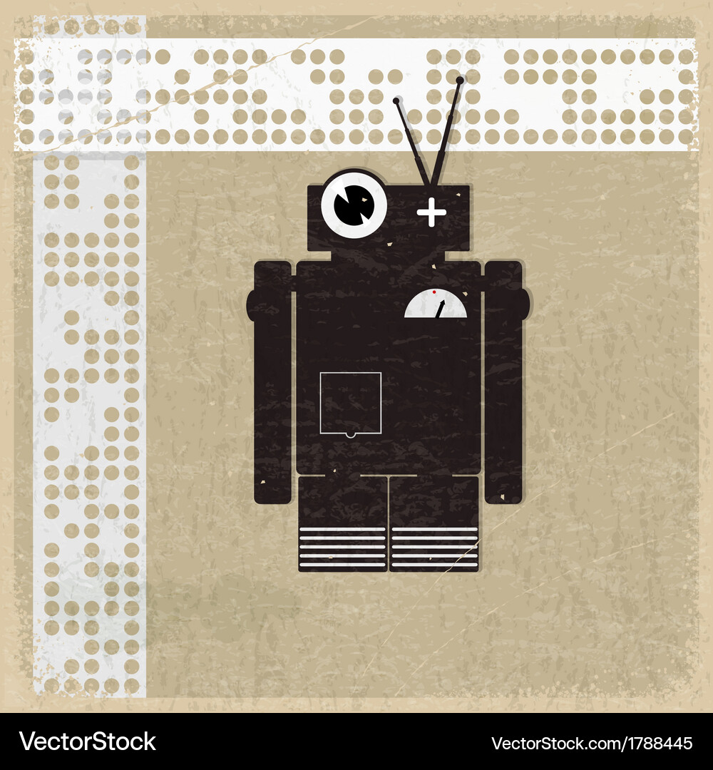 Retro Robot Silhouette Background Vector Image