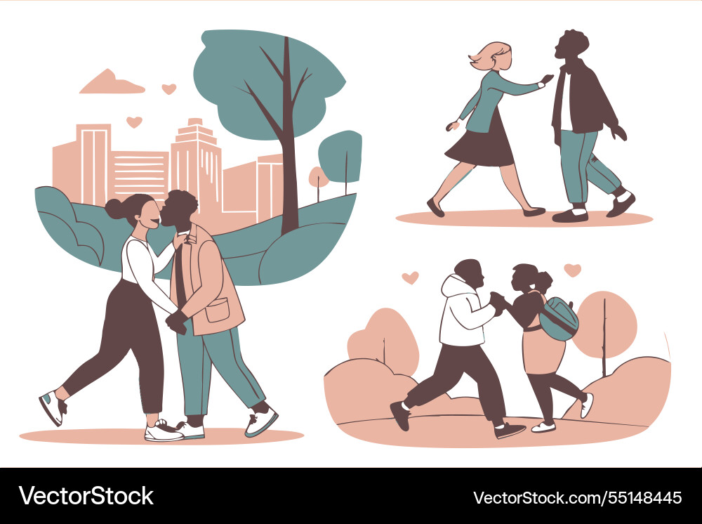 Romantic couples collection Royalty Free Vector Image