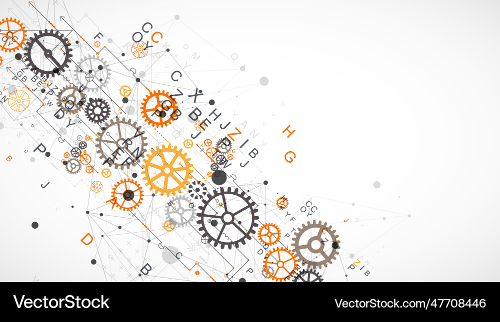 Abstract technological background with letters Vector Image