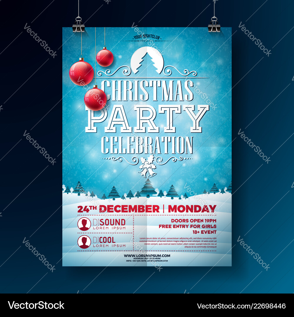 Christmas party flyer with typography Christmas party flyer with typography vector image