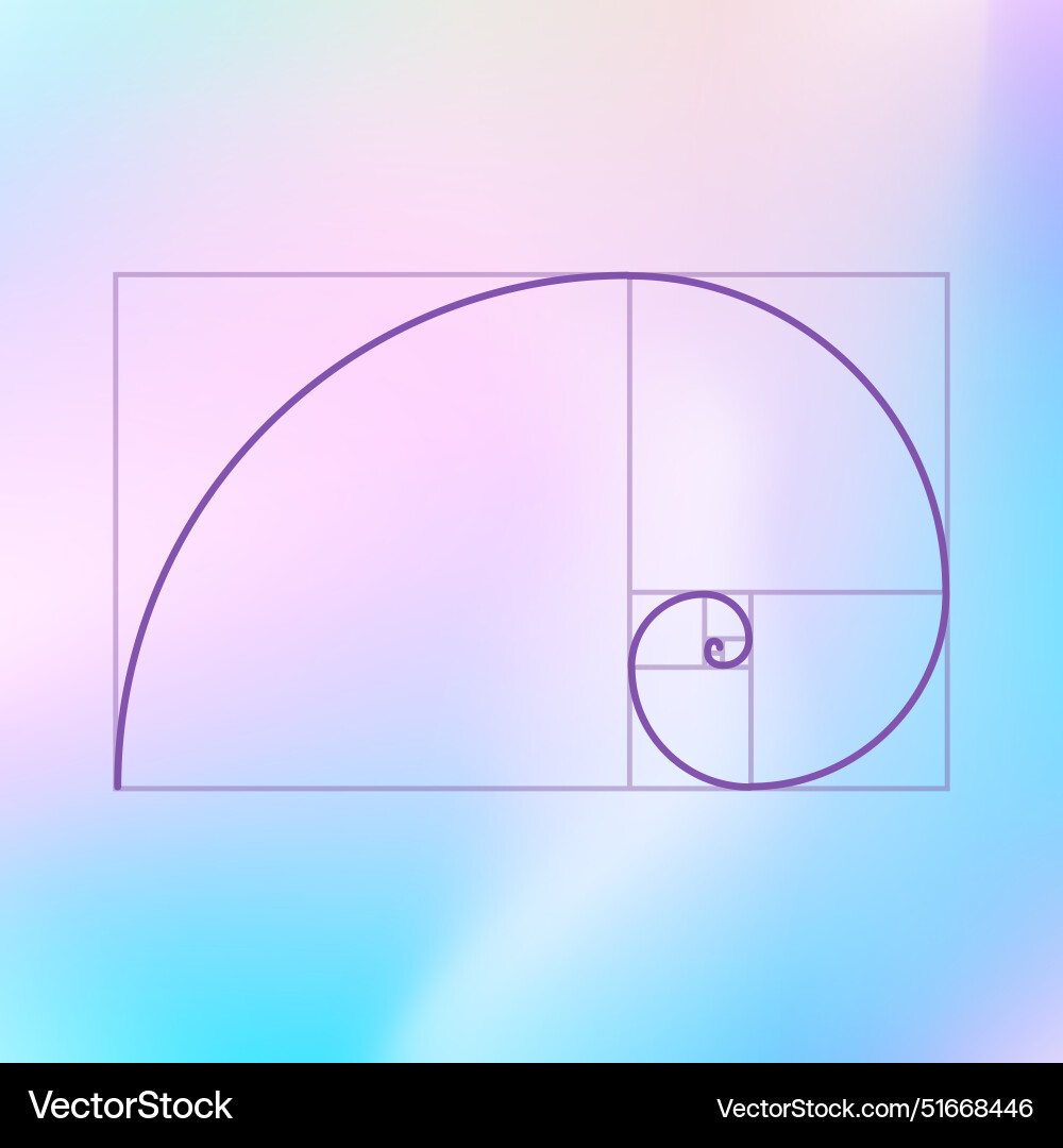 Fibonacci sequence golden spiral background Fibonacci sequence golden spiral background vector image