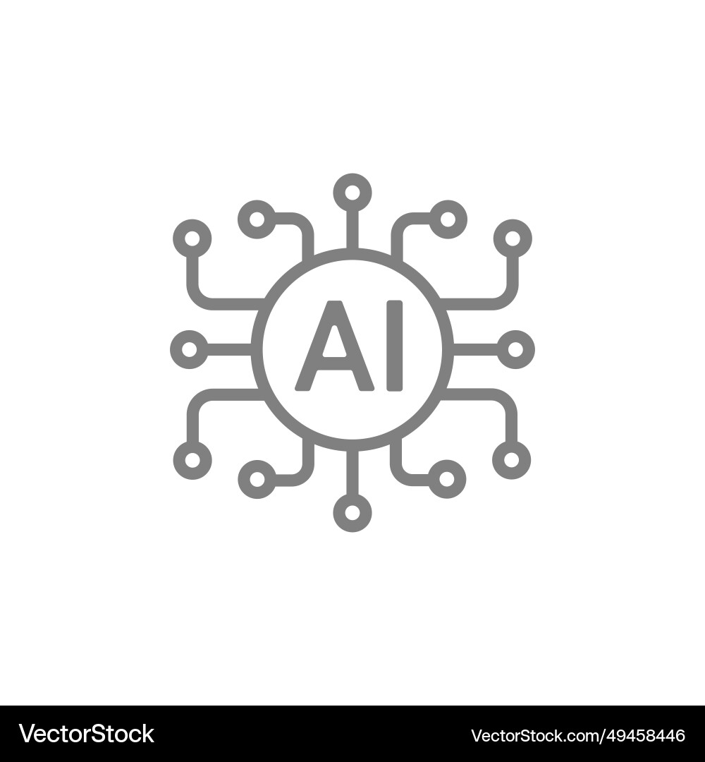 Grey artificial intelligence ai processor chip vector image