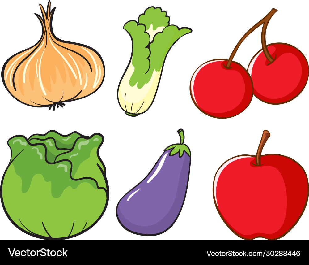 Großes Obst und Gemüse auf weiß Großes Obst und Gemüse auf weiß vektorbild
