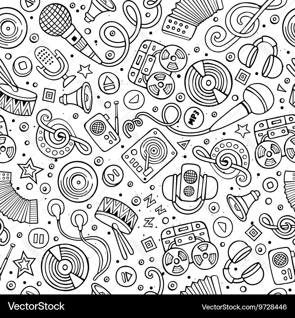 Musical Instruments Seamless Pattern vector image