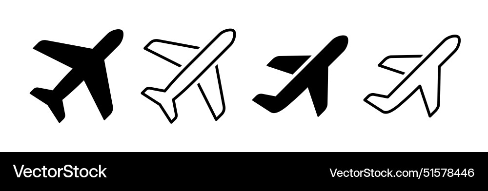 Plane icon set airplane flight transport Plane icon set airplane flight transport vector image