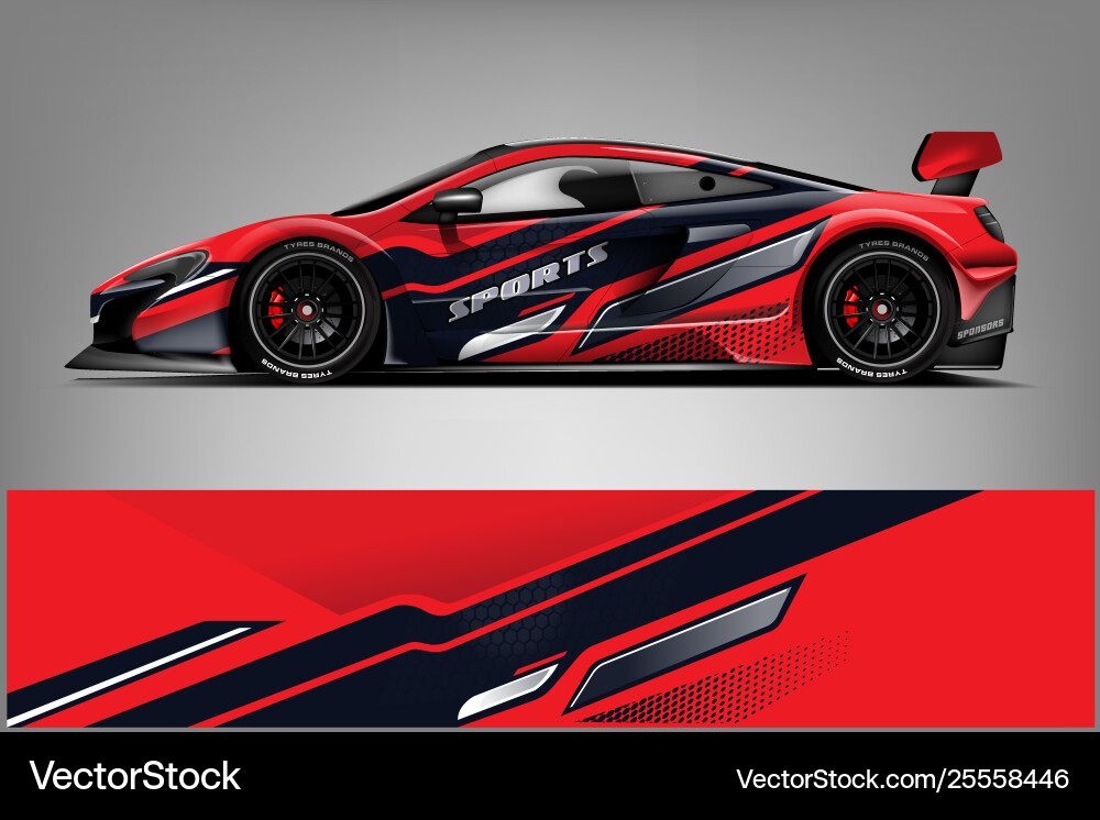 Racing Car Wrap - Red Speed Vector Image