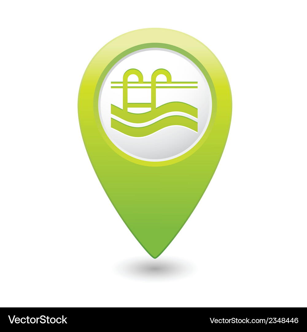 Swimmingpool icon green map pointer Vector Image