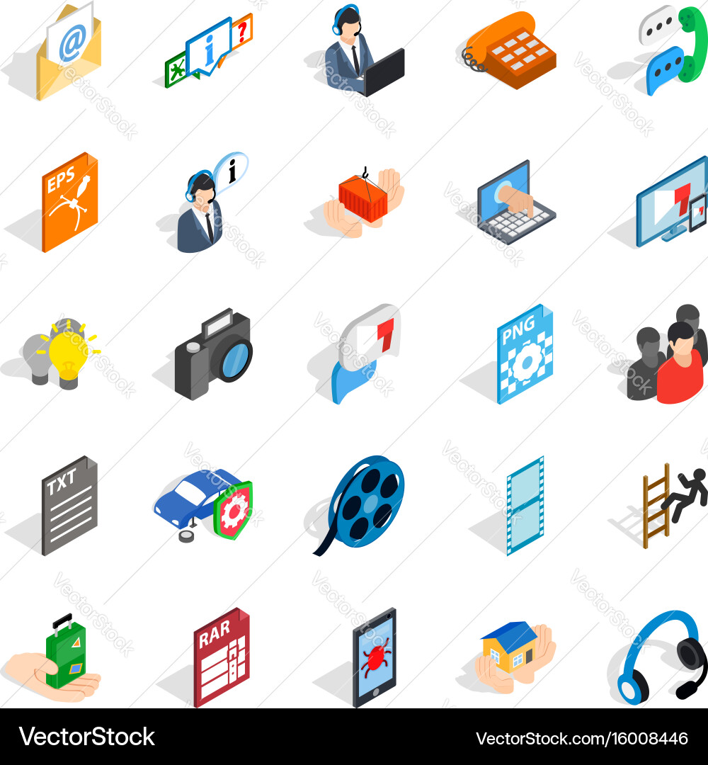 Technical support icons set isometric style Vector Image