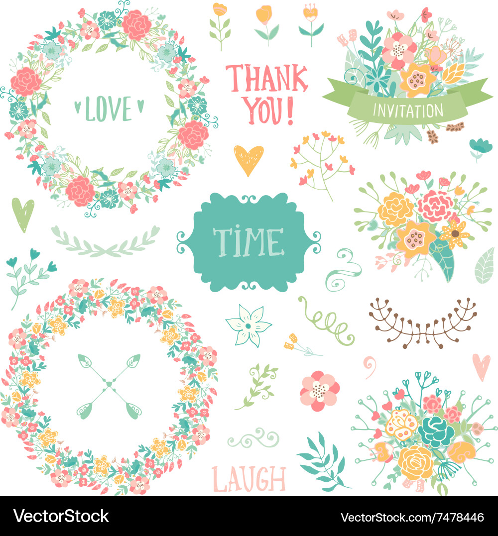 Wedding vintage elements collection Vector Image