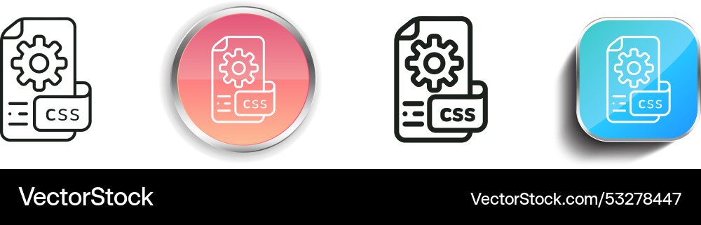 Css-Datei-Symbol dünn linear regelmäßig und Taste vektorbild