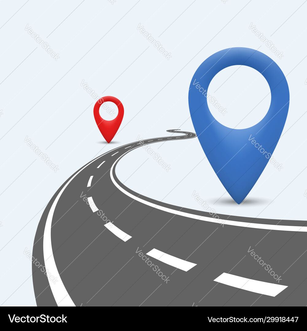 Road Path with Location Pointer vector image