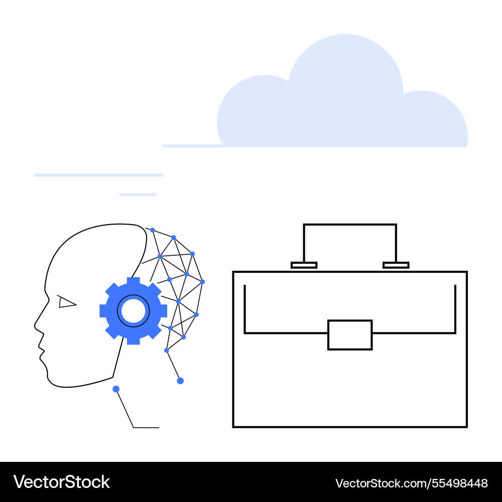 Ai-powered head with gear and digital network Ai-powered head with gear and digital network Vector Image