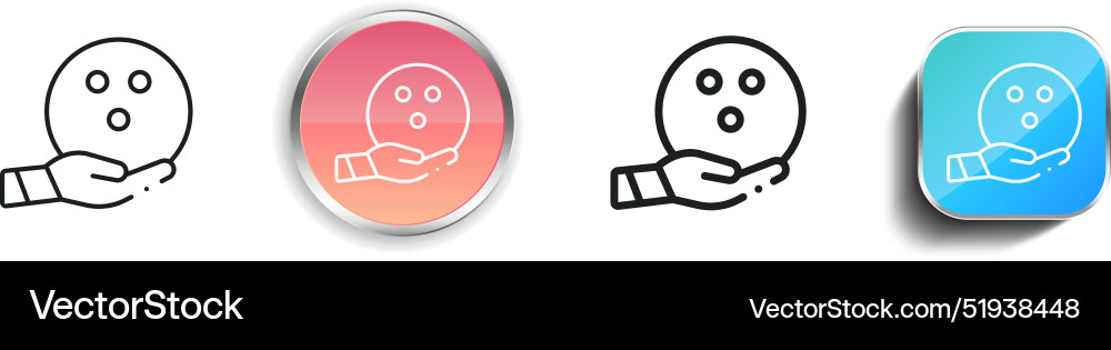Bowling ball icon thin linear regular and button vector image