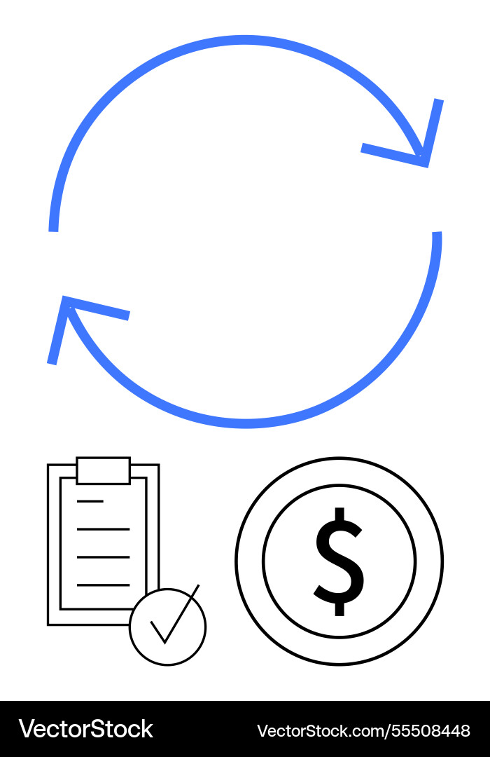Circular process with arrow and checklist vector image
