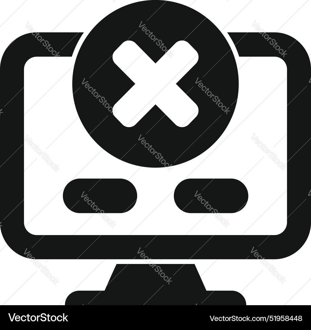 Computer showing error message with cross mark Computer showing error message with cross mark vector image