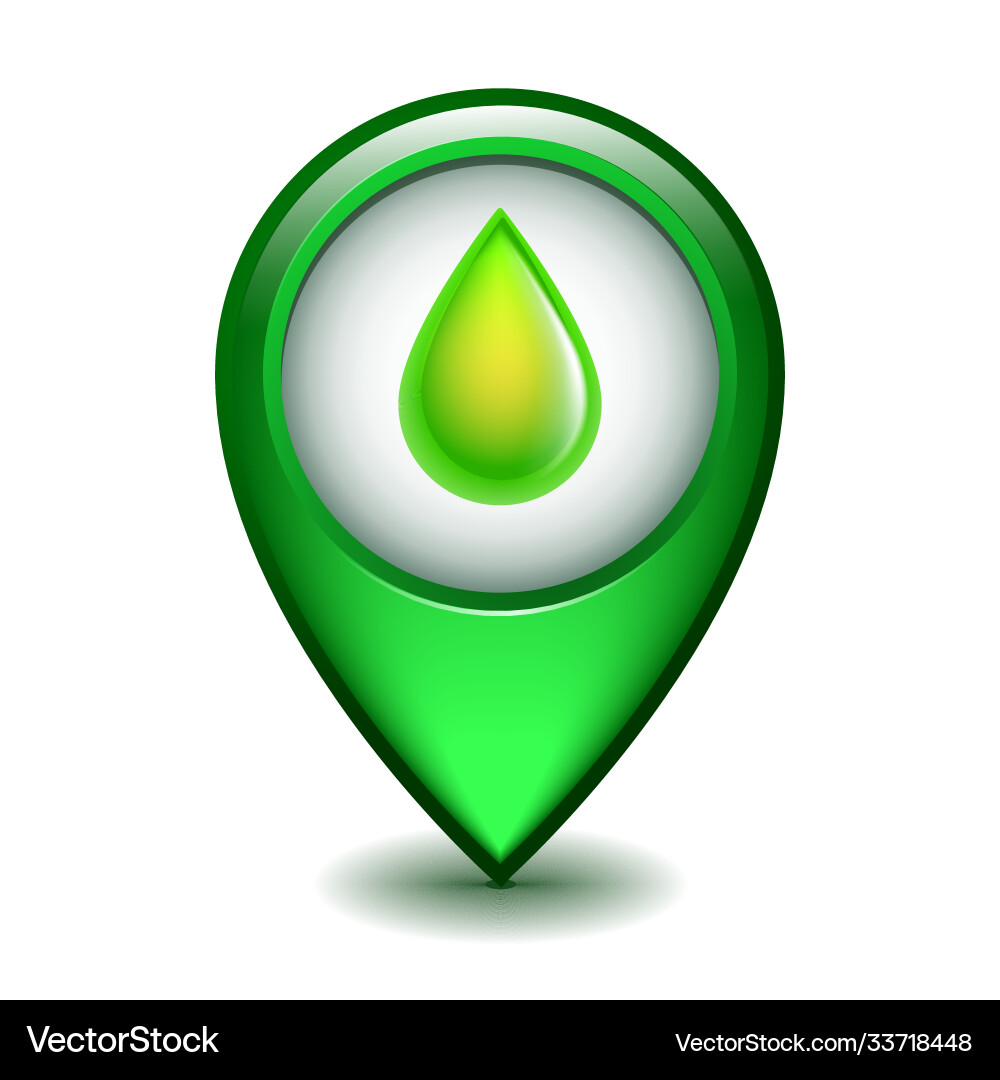 Green glossy style map pointer with fuel Green glossy style map pointer with fuel Vector Image