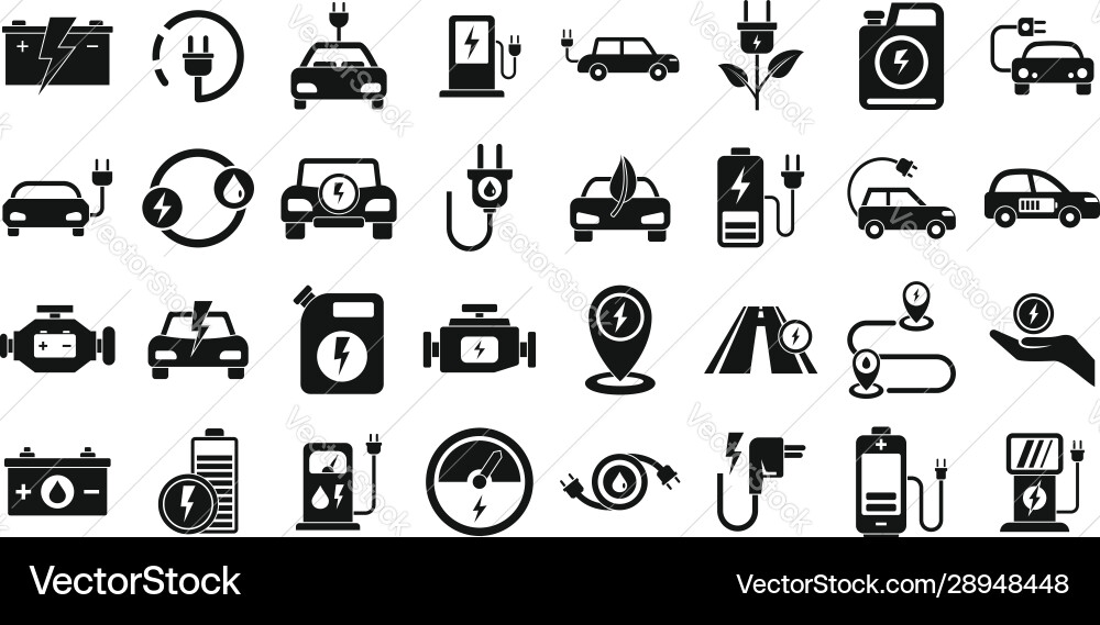 Hybrid icons set simple style Hybrid icons set simple style vector image