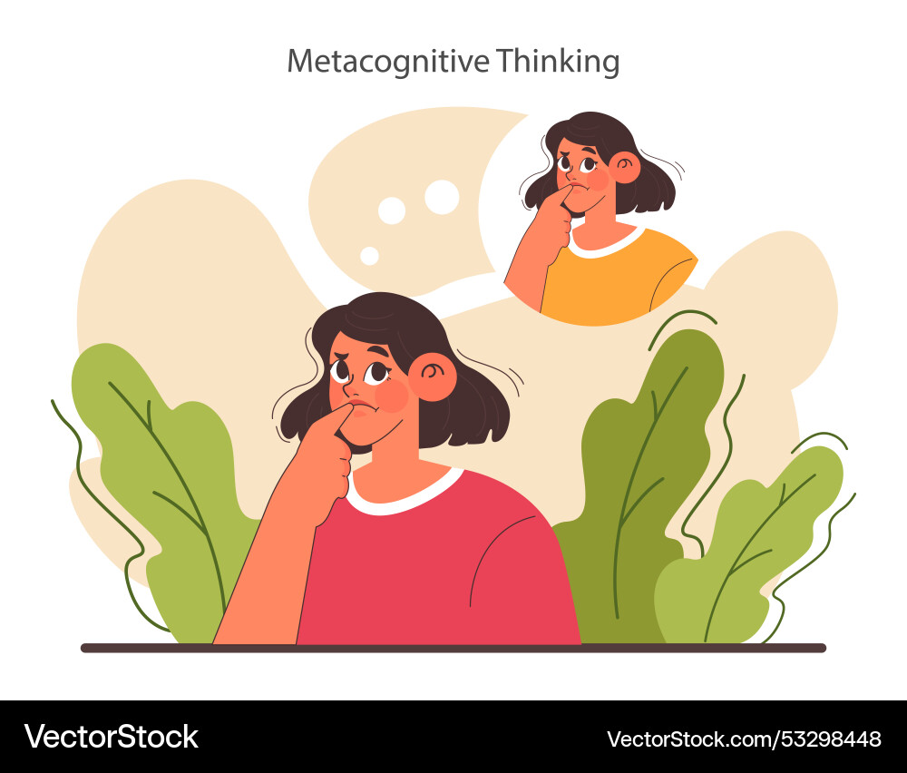 Metacognitive thinking critical skill vector image