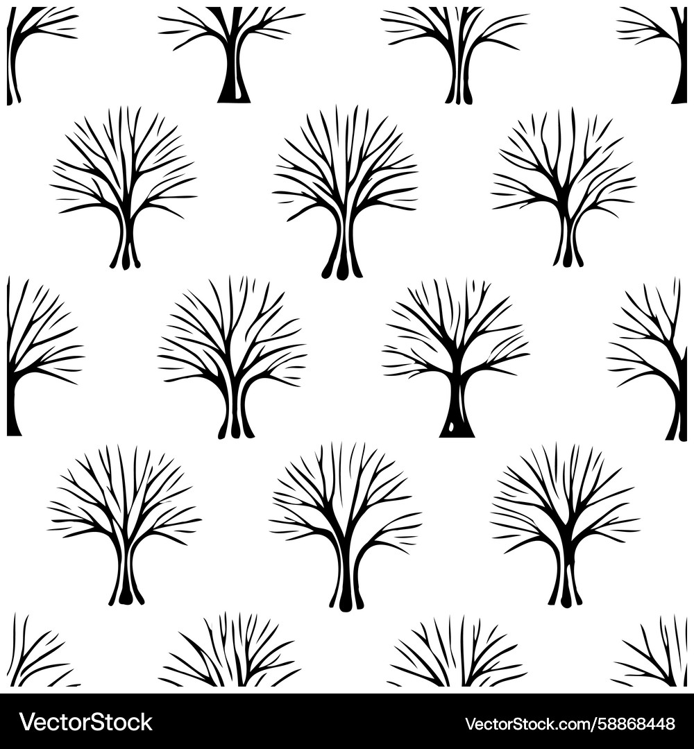 Seamless pattern design with stylized trees Seamless pattern design with stylized trees Vector Image