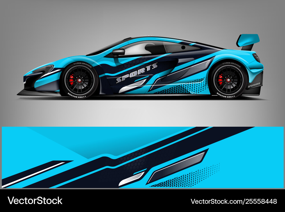 Sport Car Racing Wrap Vector Image