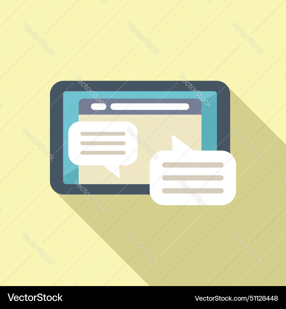 Tablet online web chat support icon flat Tablet online web chat support icon flat vector image