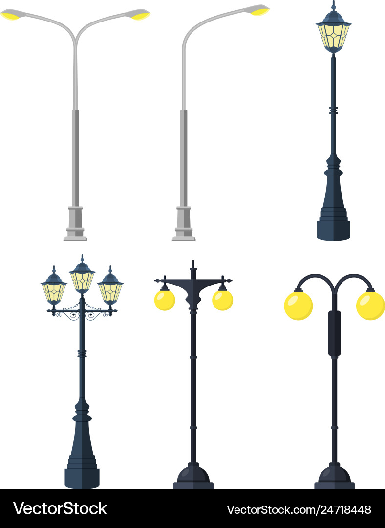 Traditional and modern outdoor lamp posts Traditional and modern outdoor lamp posts vector image