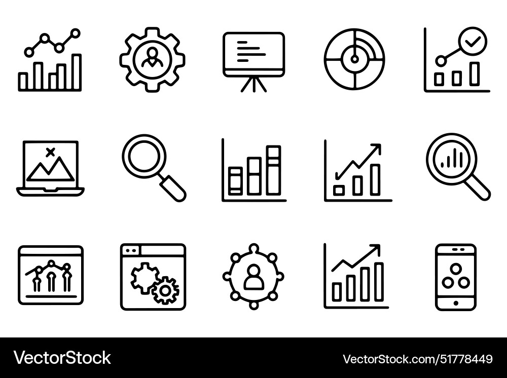 Analysis concept related icons set isolated Analysis concept related icons set isolated vector image