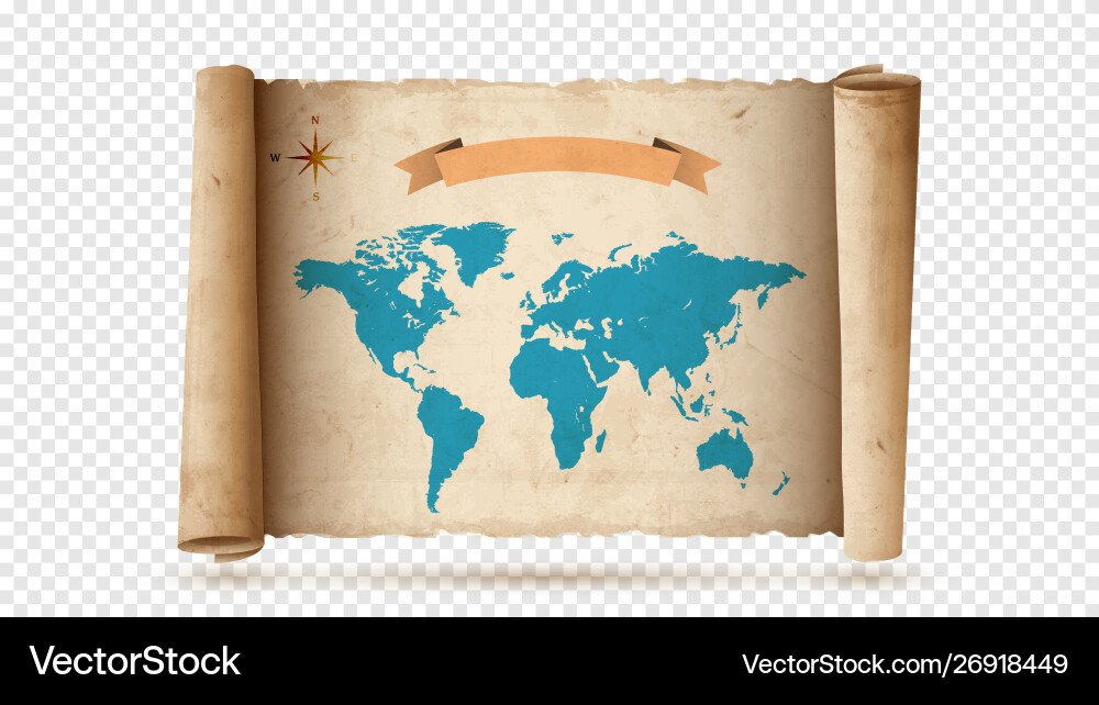 Antique Parchment Scroll with Map vector image
