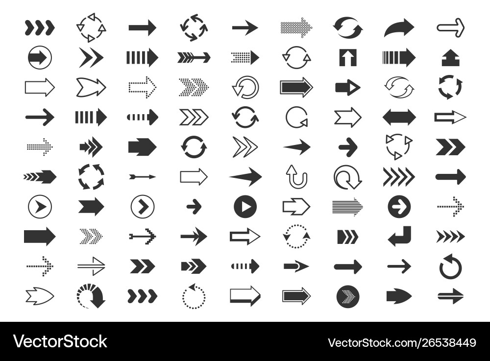 Black arrows big set direction pointers up down Black arrows big set direction pointers up down vector image
