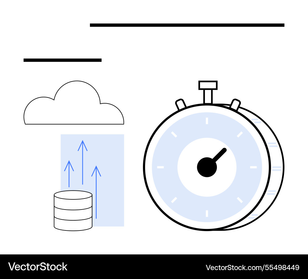 Cloud data upload with timer highlighting speed Cloud data upload with timer highlighting speed vector image