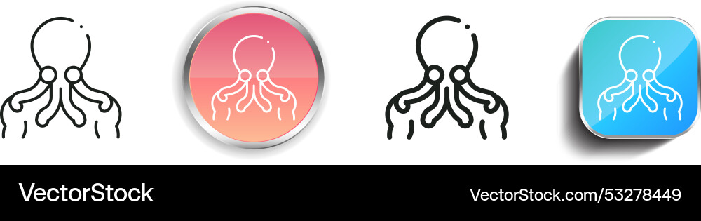 Cthulhu icon thin linear regular and button style vector image