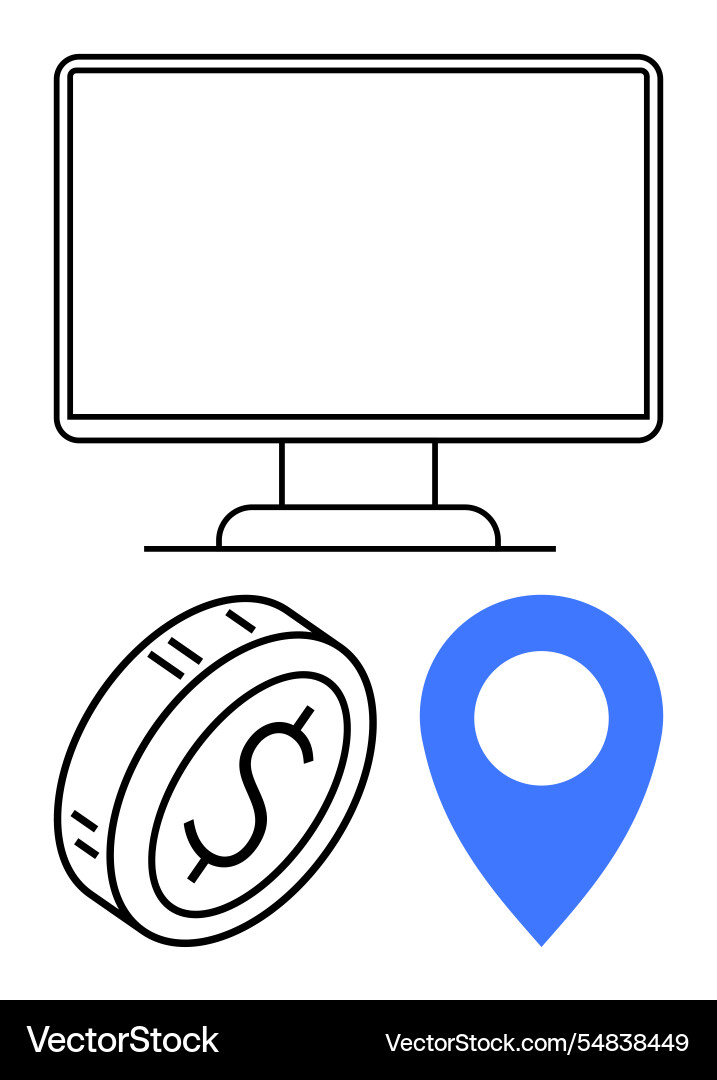Digital marketing concept with computer monitor Digital marketing concept with computer monitor vector image