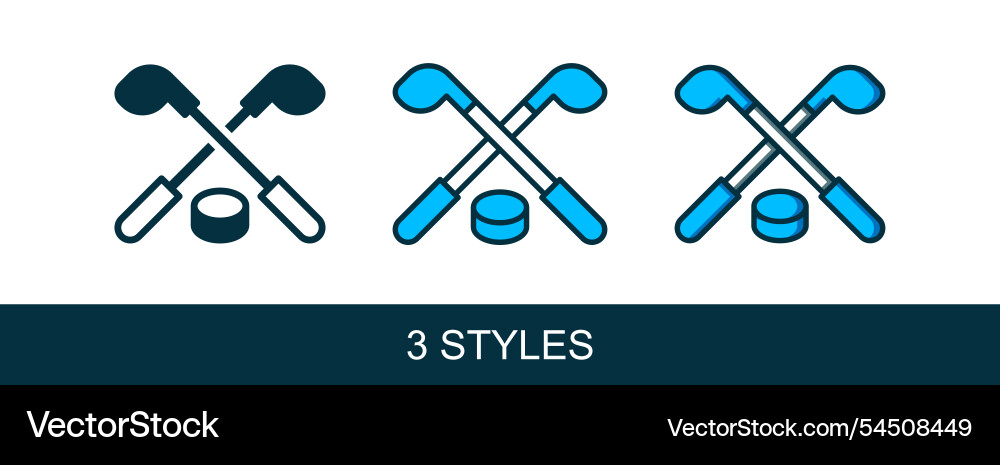 Filled outline ice hockey sticks and puck icon Filled outline ice hockey sticks and puck icon vector image