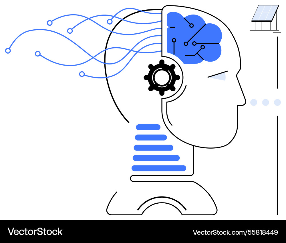 Human head with artificial intelligence elements Vector Image