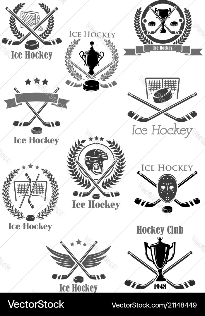 Ice Hockey Icon Set - Sport & Game vector image